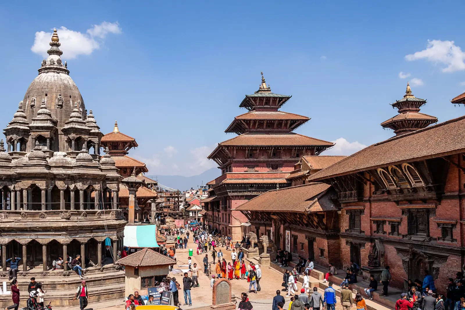 Temples and visitors in Patan Durbar Square, Lalitpur